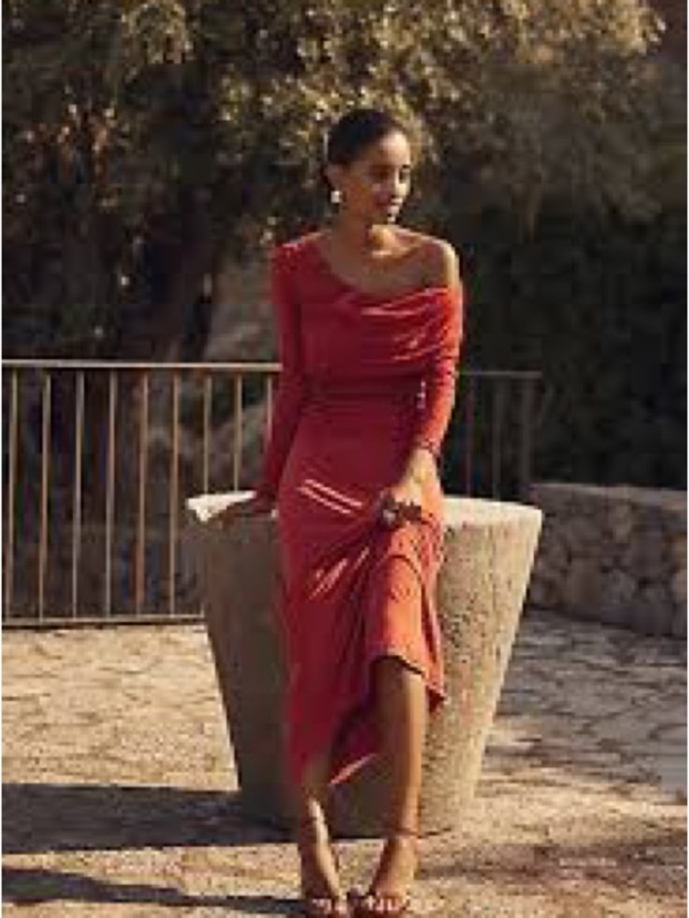 ANTHROPOLOGIE Soveré Studio Venus Ruched Mesh Maxi Dress Red Size S